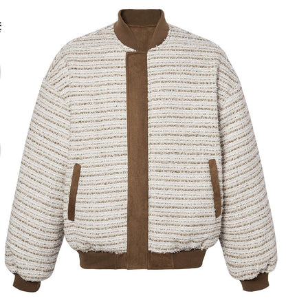 Reversible Suede Tweed Zipper Jacket WN17815