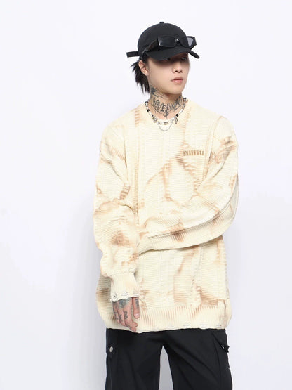 Damage Oversize Knit Sweater WN10915