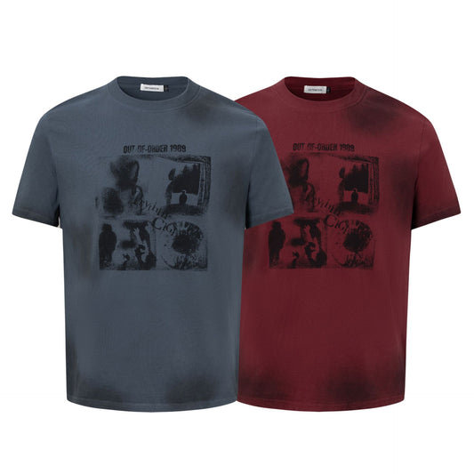 Washed Portrait Graphic Short Sleeve T-Shirt WN26029