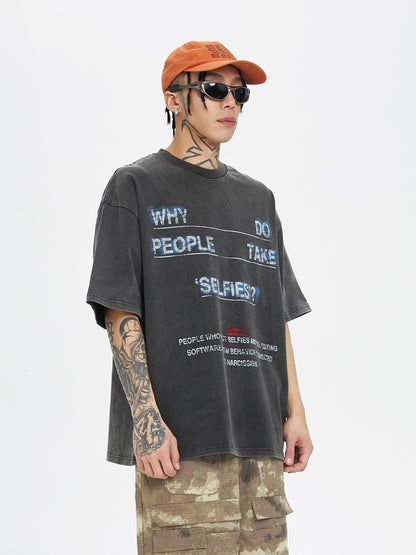 Heavyweight Washed Gradient Oversize Cotton Short Sleeve T-Shirt WN12156