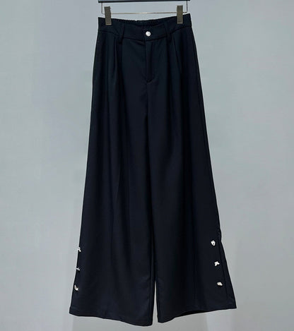 Draped Wide Leg Straight Trousers WN23872