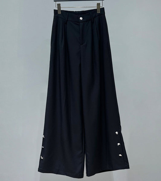 Draped Wide Leg Straight Trousers WN23872