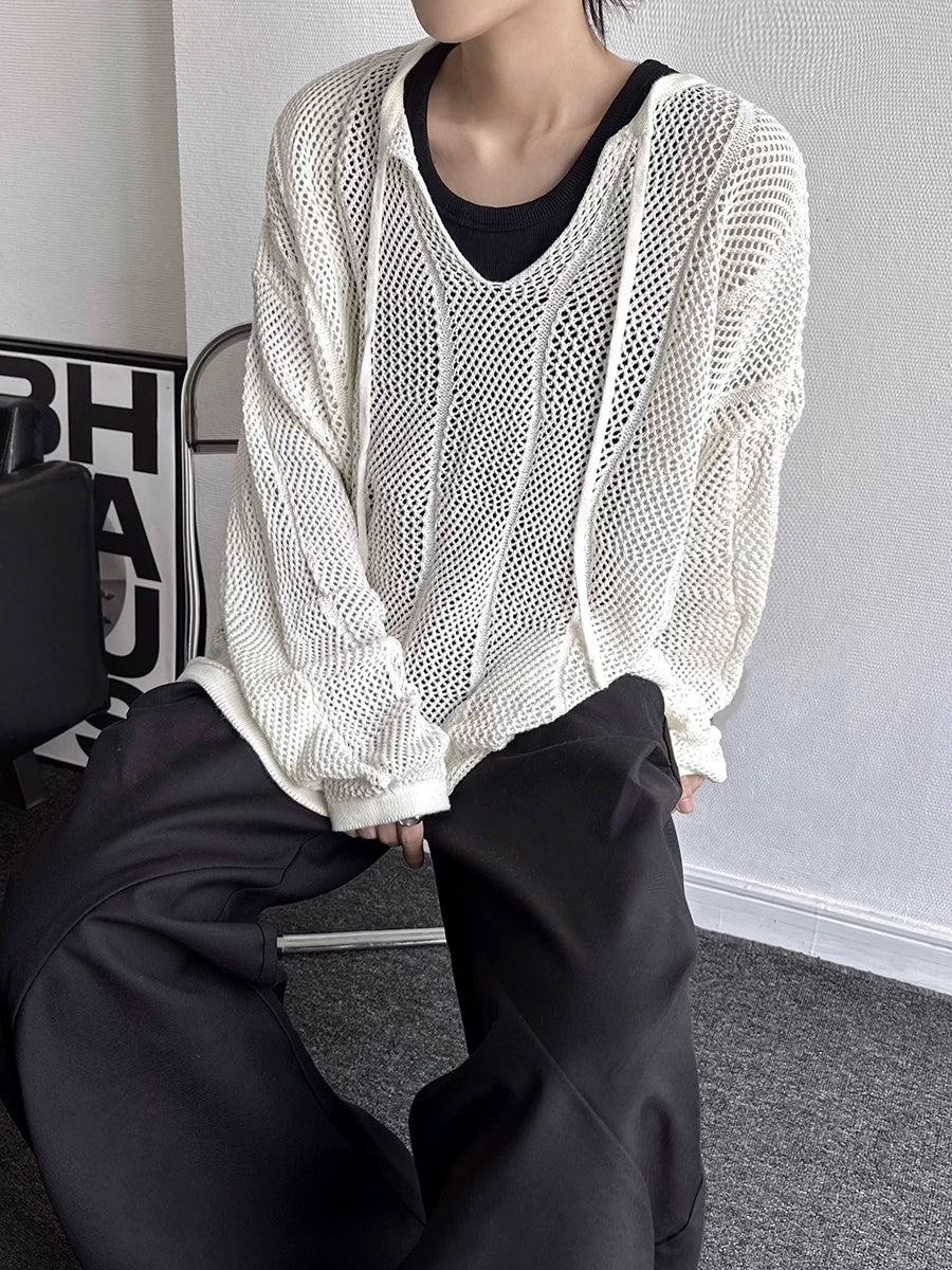 Oversize Hollow-Out Pullover Knit Sweater WN19357