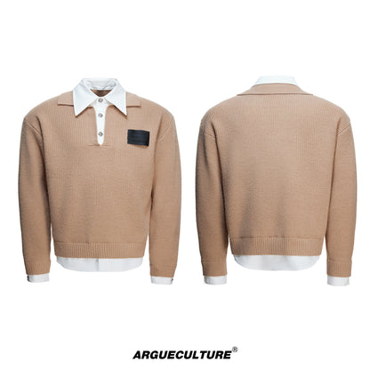 Fake Layered Wool Blend Short Knit Sweater WN23323