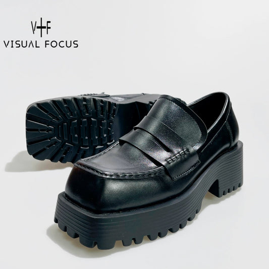 Chunky Sole Leather Platform Loafers WN20613