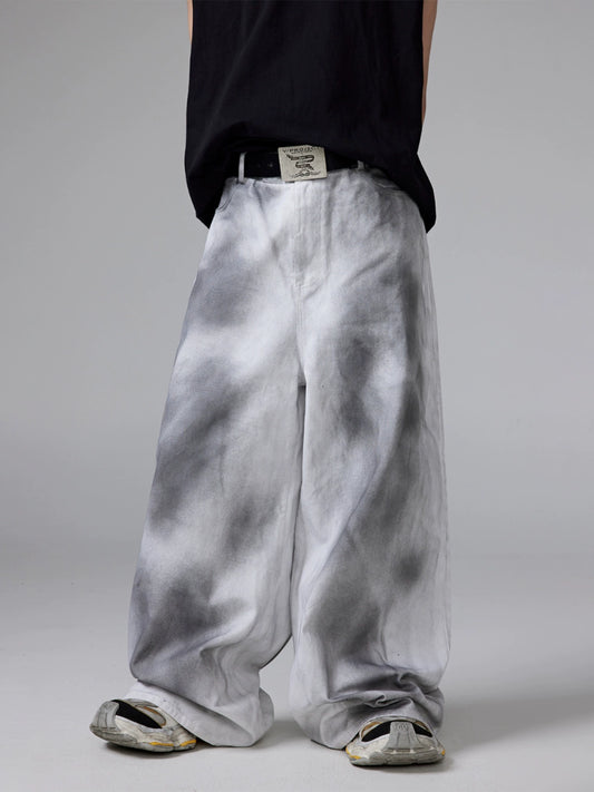 Washed Graffiti Wide-Leg Pants WN13368