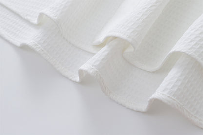 Floral Embroidery Waffle Short Sleeve Shirt WN16201