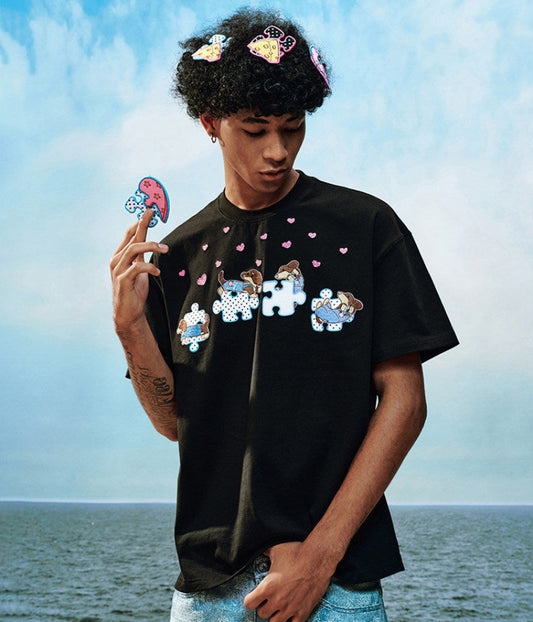 Puzzle Detachable Print Short Sleeve T-Shirt WN23230