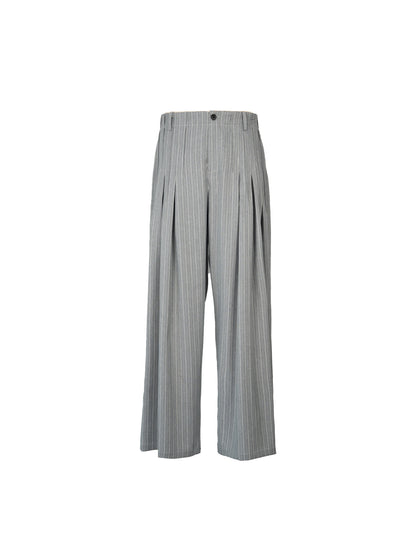 Pleats Stripe Wide Leg Trousers WN23622
