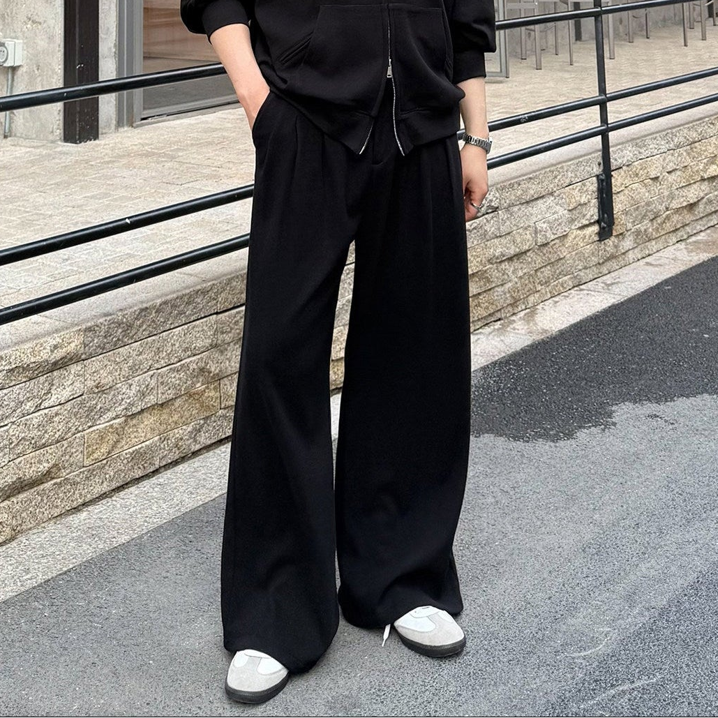 Zipper Hoodie & Pleats Wide Leg Sweatpants Setup WN25004