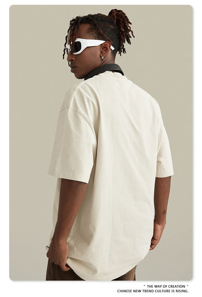 Washed Round Neck Pure Cotton Short Sleeve T-Shirt WN7832