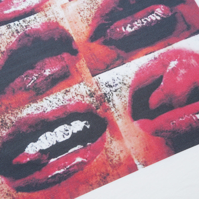 Lips Print Washed Oversize Short Sleeve T-Shirt WN18592