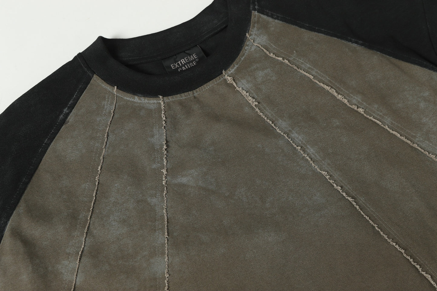 Washed Raw-Edge Splice Short Sleeve T-Shirt WN25743