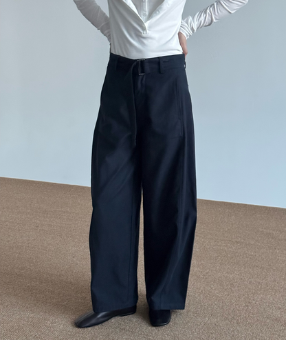 Pleats Solid Color Wide Leg Pants WN21492