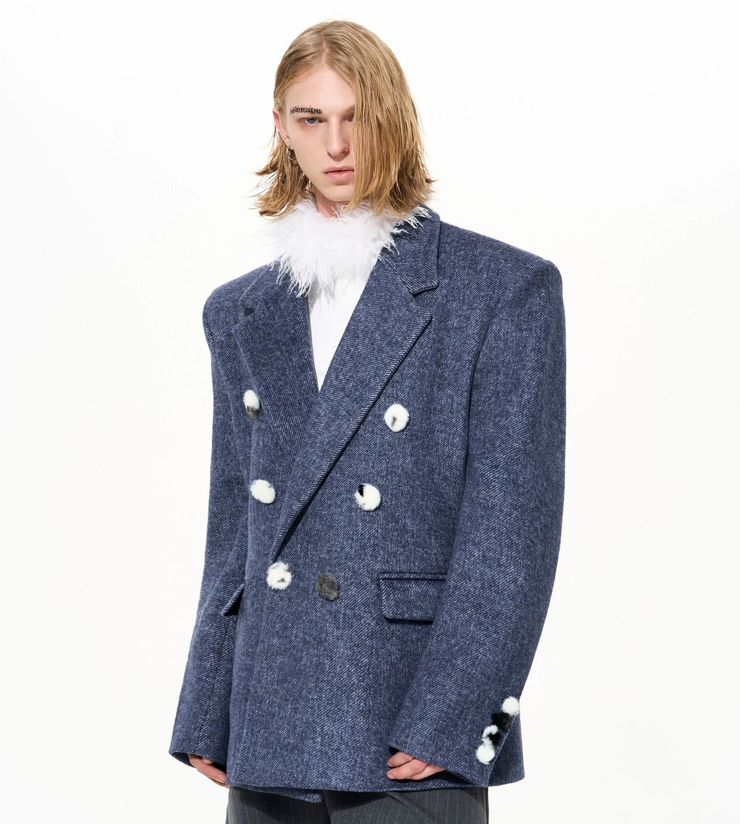 Double-Breasted Shoulder Pad Tailored Jacket WN22655