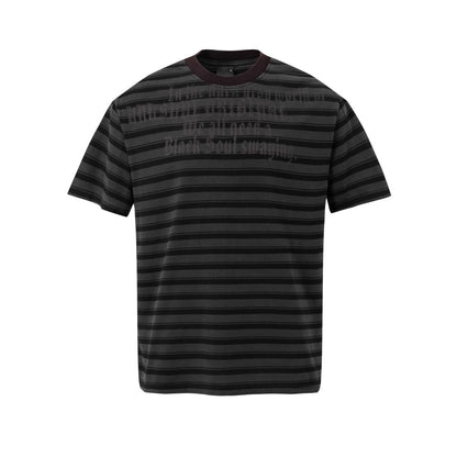Striped Letter Print Oversize Short Sleeve T-Shirt WN25853