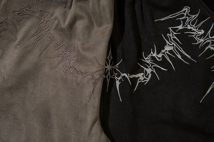 Suede Embroidery Wide Leg Half Pants WN16205