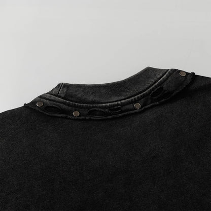 Heavy Washed Fade Stitching Short Sleeve T-Shirt WN25671