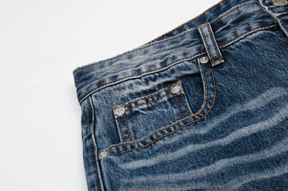Whisker Washed Flare Denim Jeans WN25956
