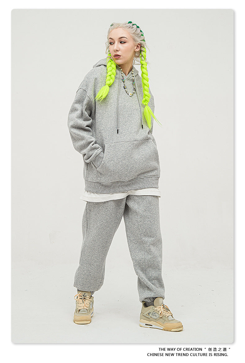 Fleece Lining Oversize Hoodie & Fleece Lining Sweatpants Setup WN9931