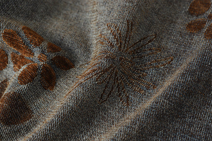 Flocked Wide Leg Curved Denim Jeans WN23031