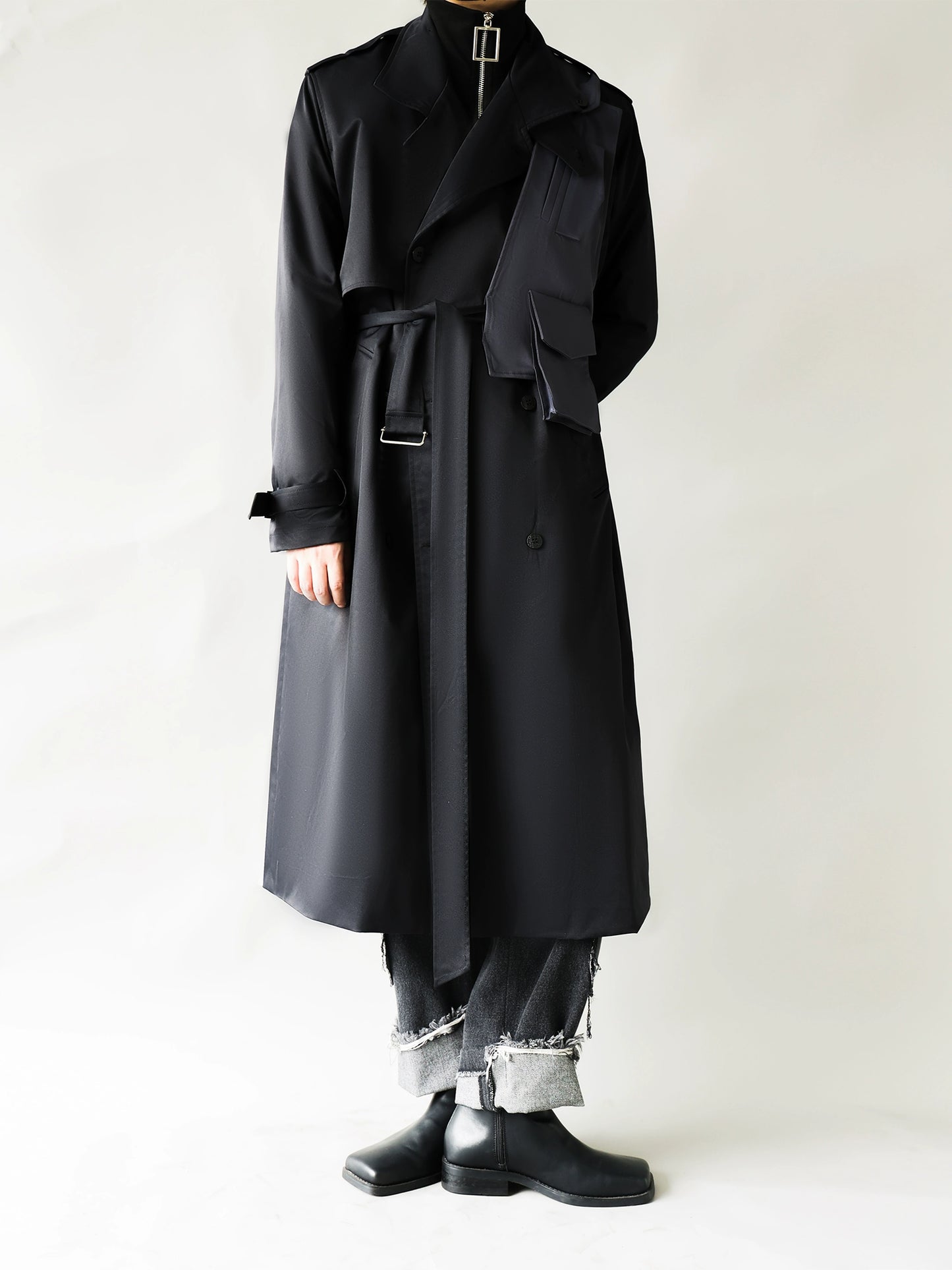 Military-Inspired Mid-Length Trench Coat WN11854