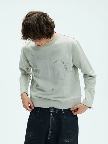 Graffiti Design Round Neck Pullover Sweatshirt WN9073