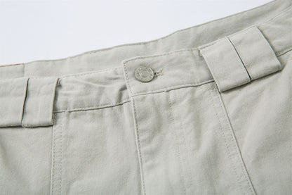 Multi-Pocket Wide Leg Cargo Half Pants WN26813