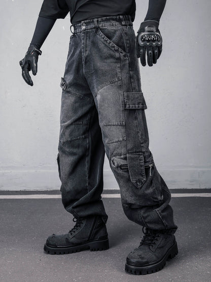 Fleece Lining Multi Pocket Wash Denim Jeans WN22313