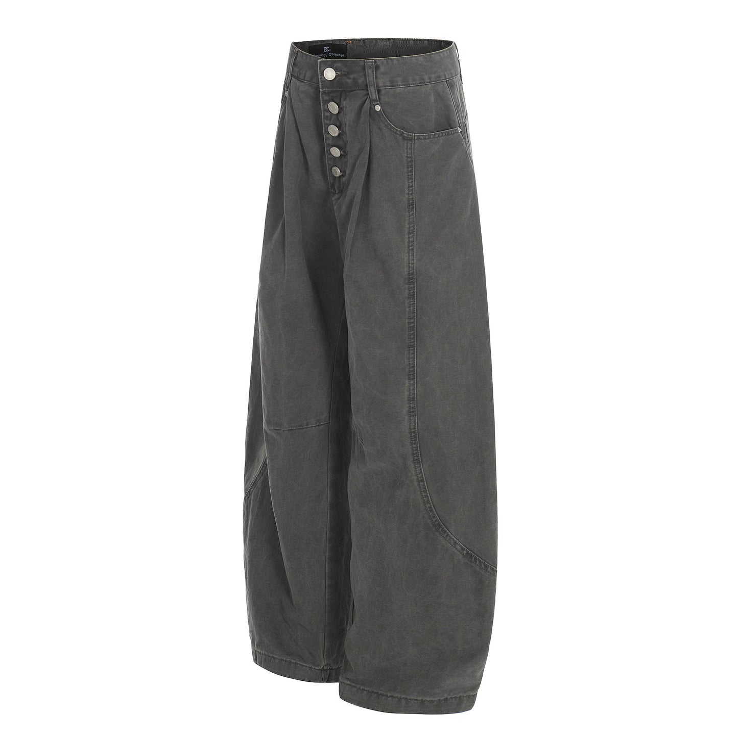Washed Fade Curved Seam Wide Leg Denim Jeans WN25849