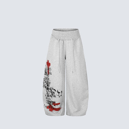Graphic Print Wide Leg Sweatpants WN27989