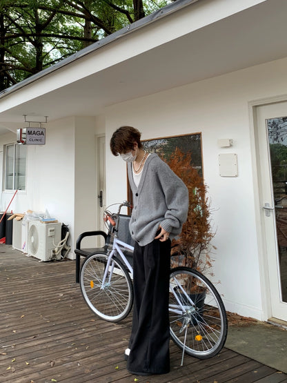 Oversize V-Neck Knit Cardigan WN19936