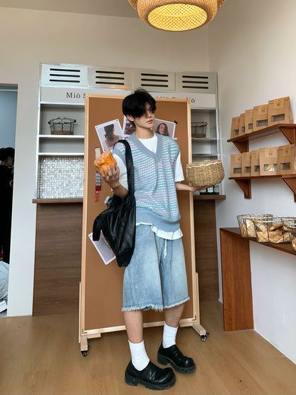 Gradient Hollow Knit Vest WN19868