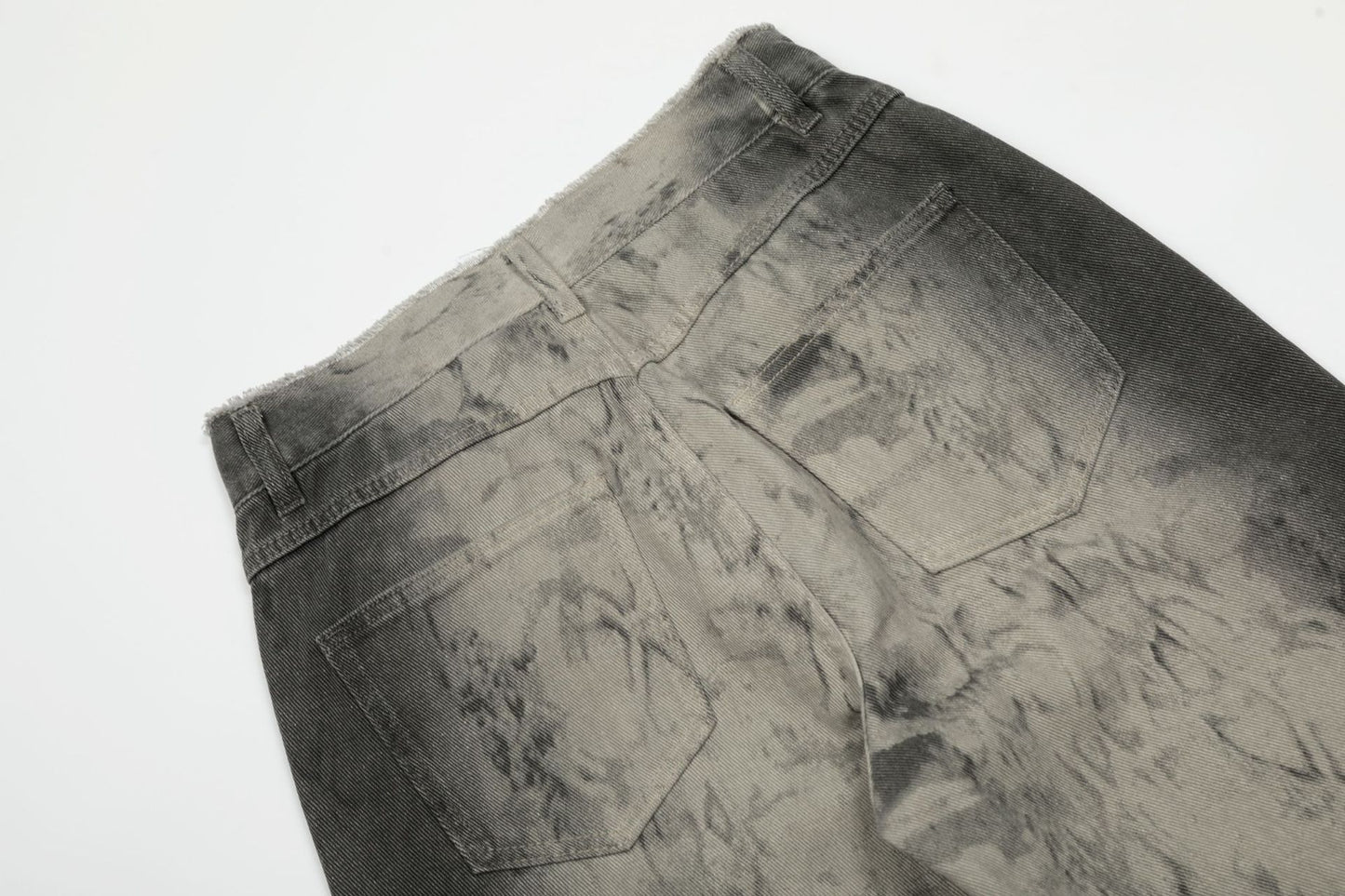 Washed Graphic Design Wide-Leg Straight Denim Jeans WN16807