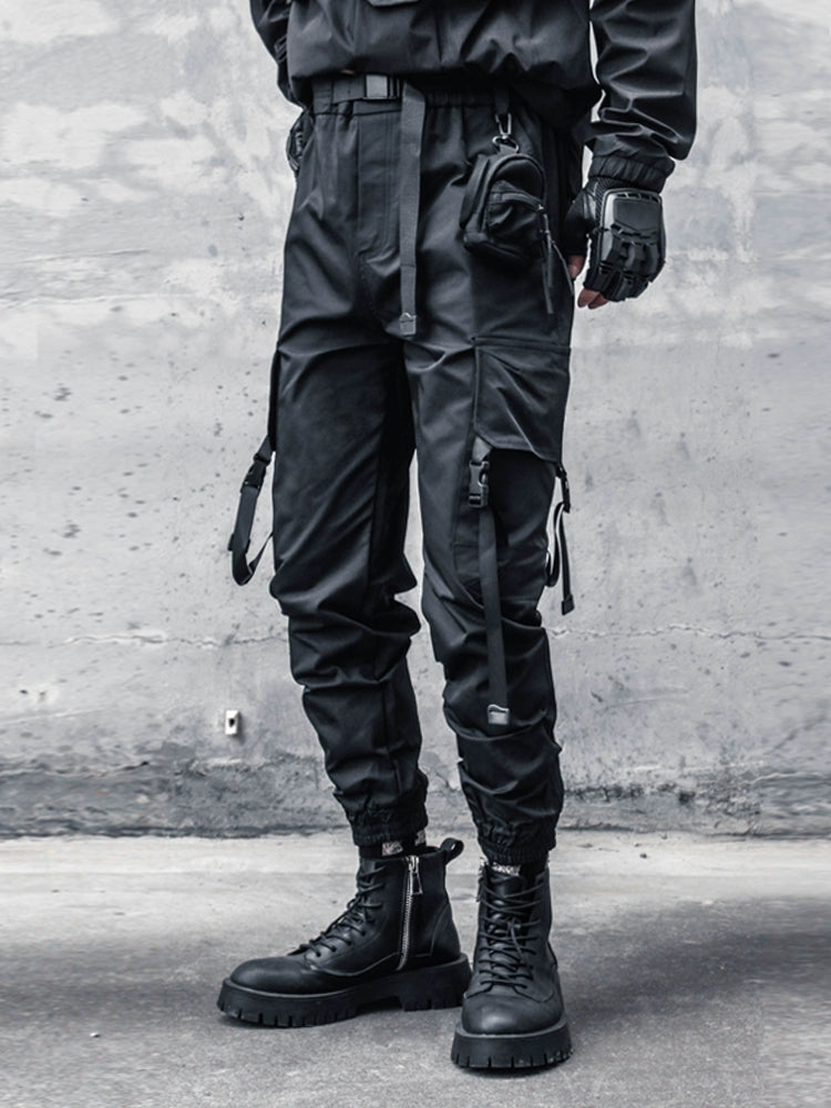 Tactical Cuffed Cargo Pants & Zipper Waist Bag WN22376