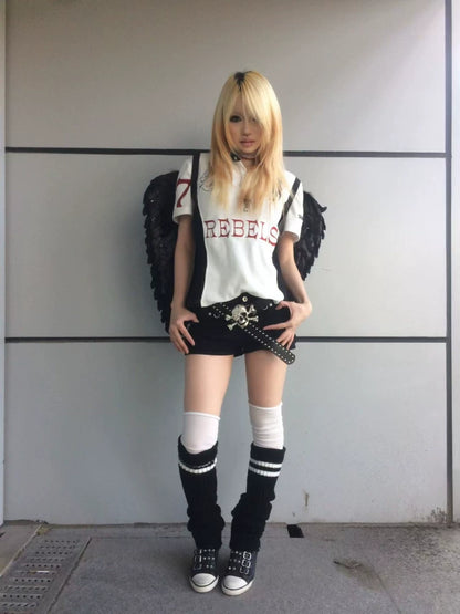 Embroidery Patchwork Polo Short Sleeve T-Shirt WN19101