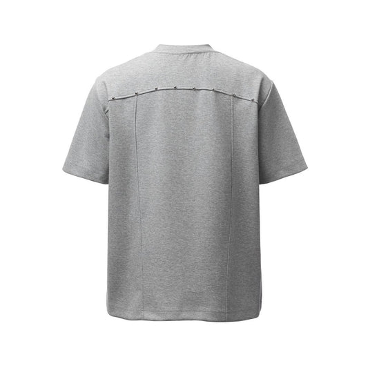 Heavyweight Double Yarn Deconstruction Beads Oversize Short Sleeve T-Shirt WN26083