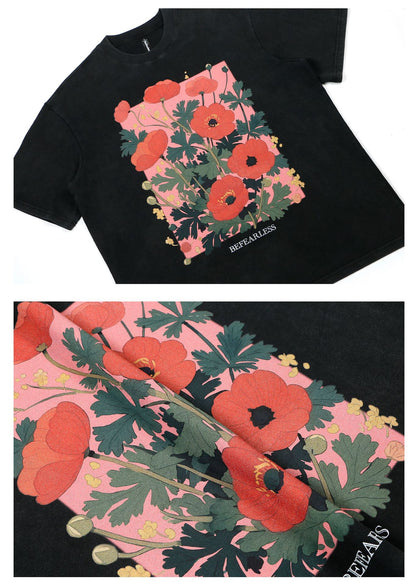 Washed Flower Graphic Short Sleeve T-Shirt WN26203