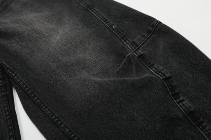 Washed Pleats Curved Denim Jeans WN25487