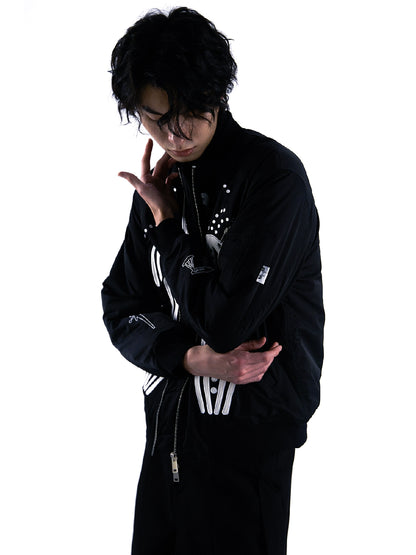 Double Zipper Graphic Design Padded Jacket WN18923