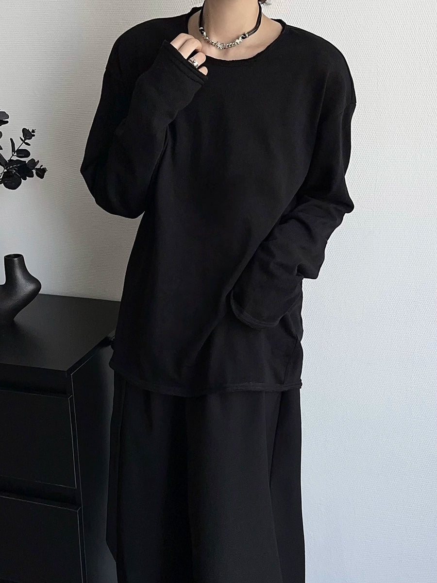 Simple Basic Oversize Long Sleeve T-Shirt WN19362