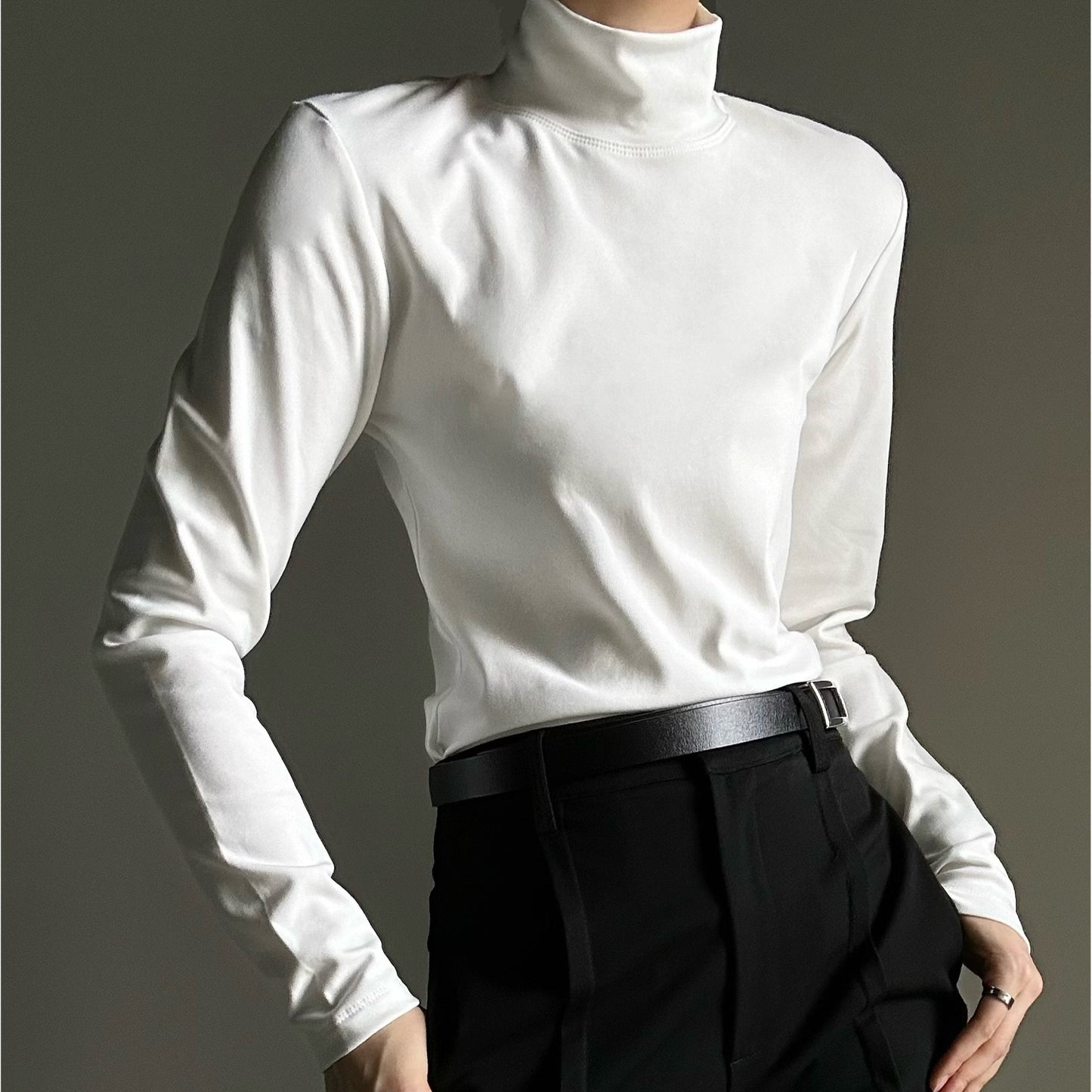 Fleece Lining High-Neck Long Sleeve T-Shirt WN23137