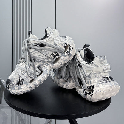 Paint Splash Rope Lace Chunky Sole Sneakers WN24649