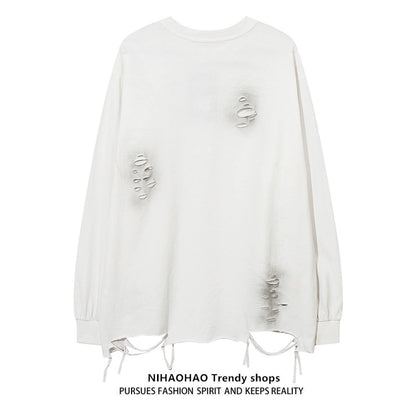 Cahin Attached Damage Oversize Long-sleeve T-shirt  WN5451
