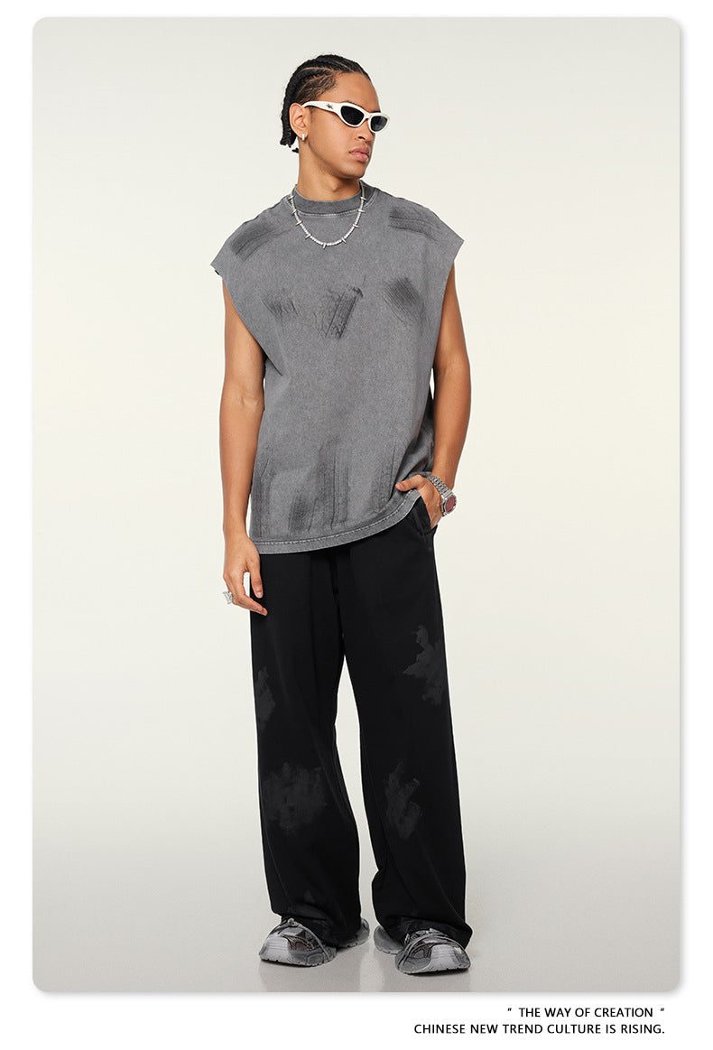 Washed Damage Oversize Tank Top T-shirt WN6440