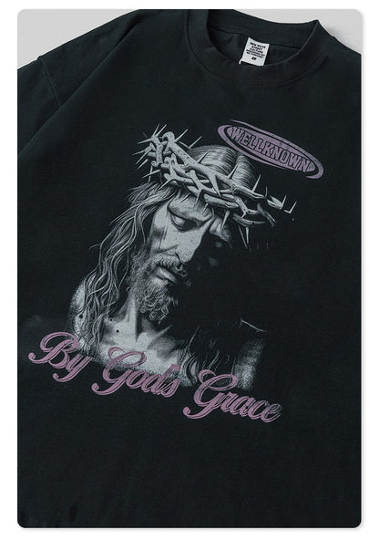 Water Washed Wax Print Long Sleeve T-Shirt WN7885