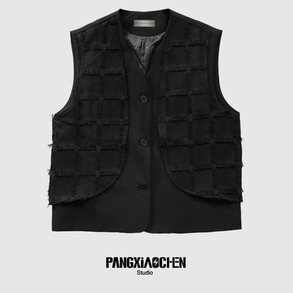 Fake Layered Design Vest Jacket WN20173