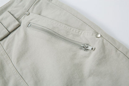 Multi-Pocket Wide Leg Cargo Half Pants WN26813