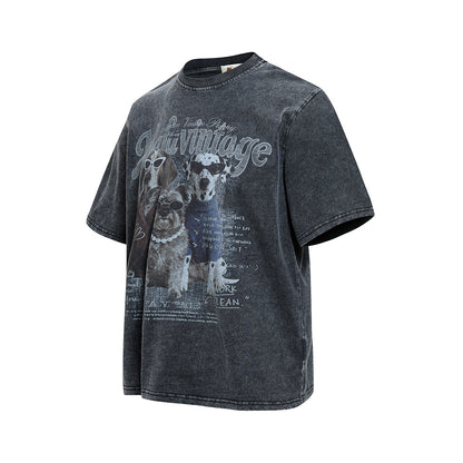 Washed Dog Graphic Cotton Oversize Short Sleeve T-Shirt WN25739
