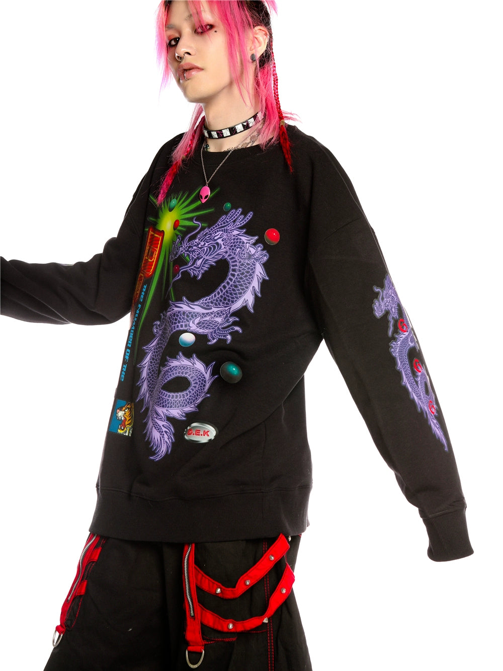 Dragon Art Print Long Sleeve Sweatshirt WN22249